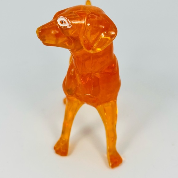 Vintage Clear Orange Plastic Dog Lab Figure Toy Hong Kong - Picture 2 of 7